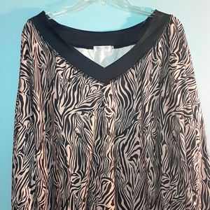 NWOT Black Pink Zebra V Neck Top Sz XL/1X